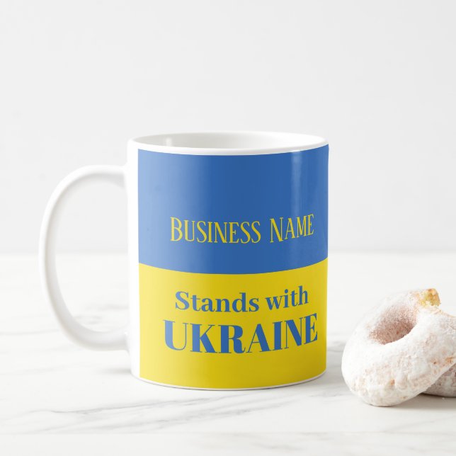 Blue Yellow Flag Business Ukraine Coffee Mug (With Donut)