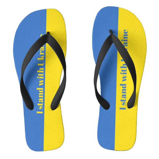 Blue Yellow Flag I Stand With Ukraine Flip Flops (Footbed)