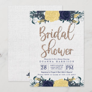 Blue & Yellow Floral Bridal Shower invitation