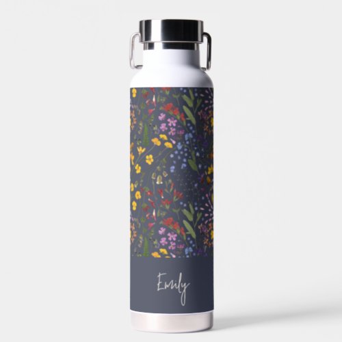 Blue yellow floral cute personalised elegant wire water bottle