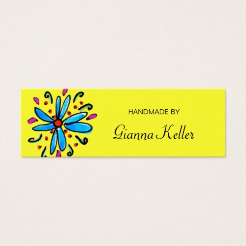 Blue / Yellow Floral "Handmade By" Tags Business Card Templates