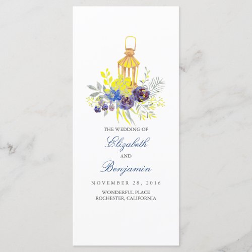 Blue Yellow Floral Lantern Wedding Programs
