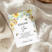 Blue Yellow Floral Mommy To Bee Baby Shower Thank You Card