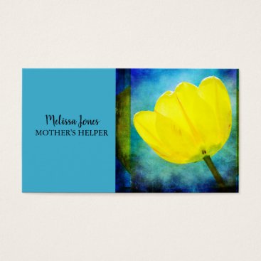 Blue Yellow Floral Mother's Helper Business Card Blue Yellow Floral Mother's Helper Business Card