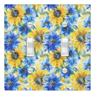 Blue Yellow Flowers Birthday Light Switch Cover