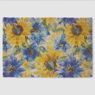 Blue Yellow Flowers Bridal Shower Fiber Doormat