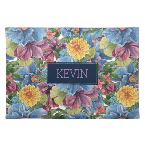 Blue  Yellow Flowers Collage Placemat