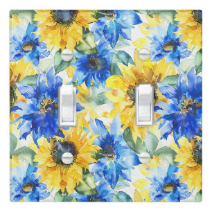 Blue Yellow Flowers Light Switch Cover