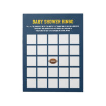 Blue Yellow FOOTBALL baby shower BINGO GAME Notepad