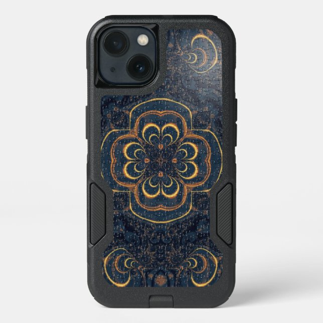 Blue Yellow Fractal Puzzle Otterbox iPhone Case (Back)