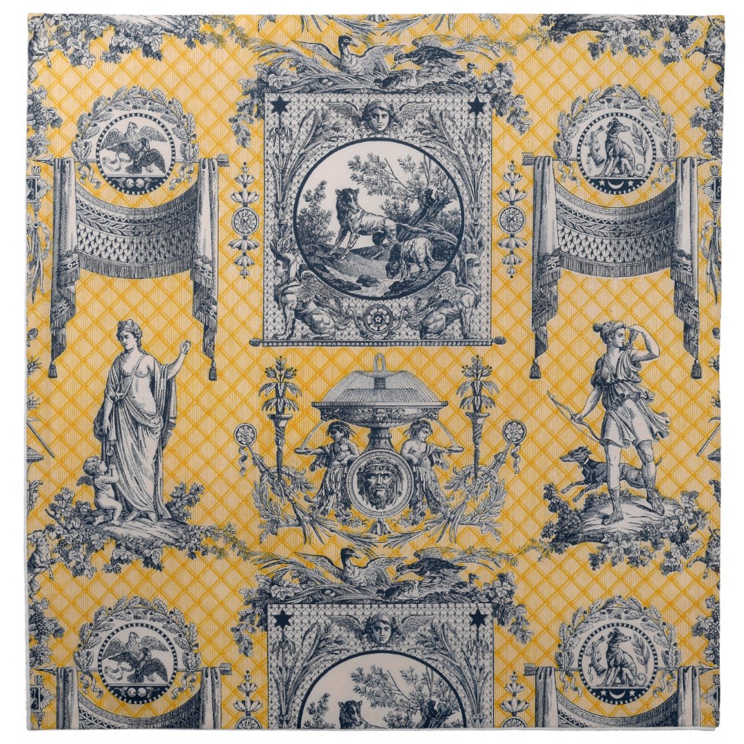 Blue & Yellow French Neoclassical Toile Napkins | Zazzle