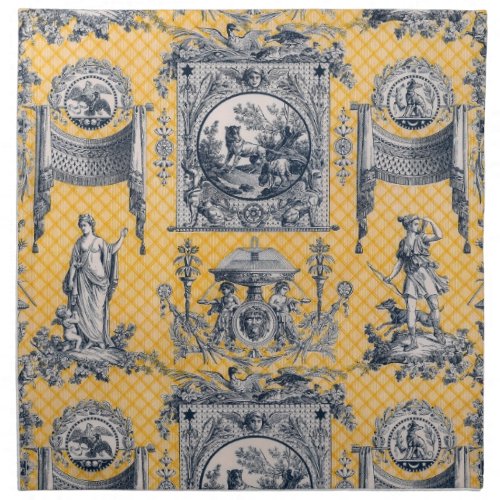 Blue  Yellow French Neoclassical Toile Napkins