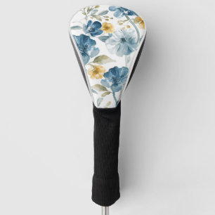 Blue Yellow Garden Flowers Botanical Pattern Golf Head Cover