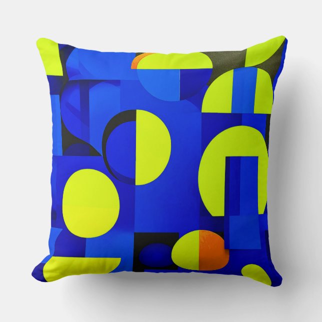 💙 Blue Yellow Geometric Decor For Modern Homes 💛 Throw Pillow (Front)