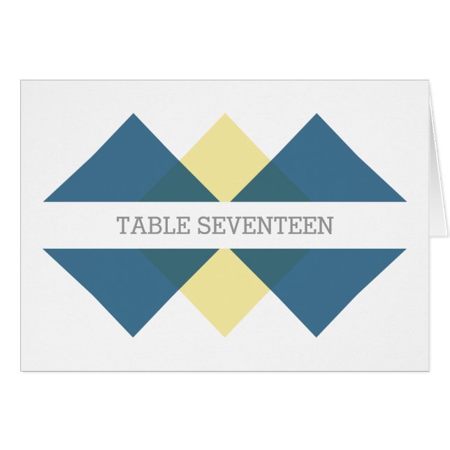 Blue Yellow Geometric Triad Table Number Card (Front Horizontal)