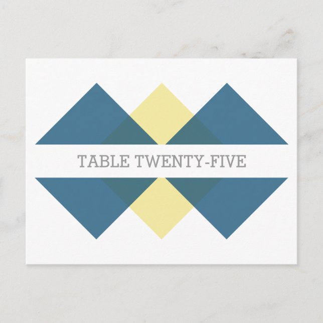 Blue Yellow Geometric Triad Table Number Postcard (Front)