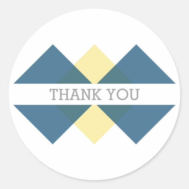 Blue Yellow Geometric Triad Thank You Stickers (Front)