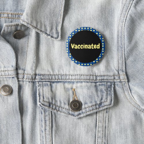 BlueYellow Geometric Vaccinated Button