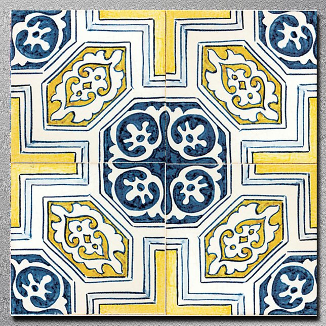 Blue Yellow Geometric Vintage Art Tile (Creator Uploaded)