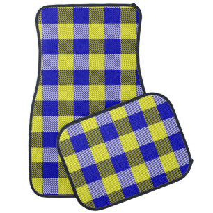 Blue Yellow Gingham Check Design  Car Floor Mat