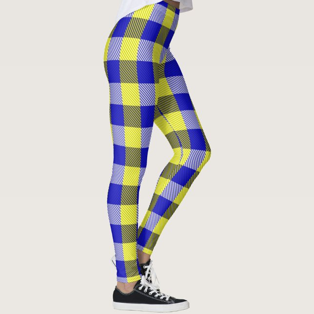 Blue Yellow Gingham Check Design  Leggings (Creator Uploaded)