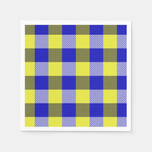 Blue Yellow Gingham Check Design Napkins