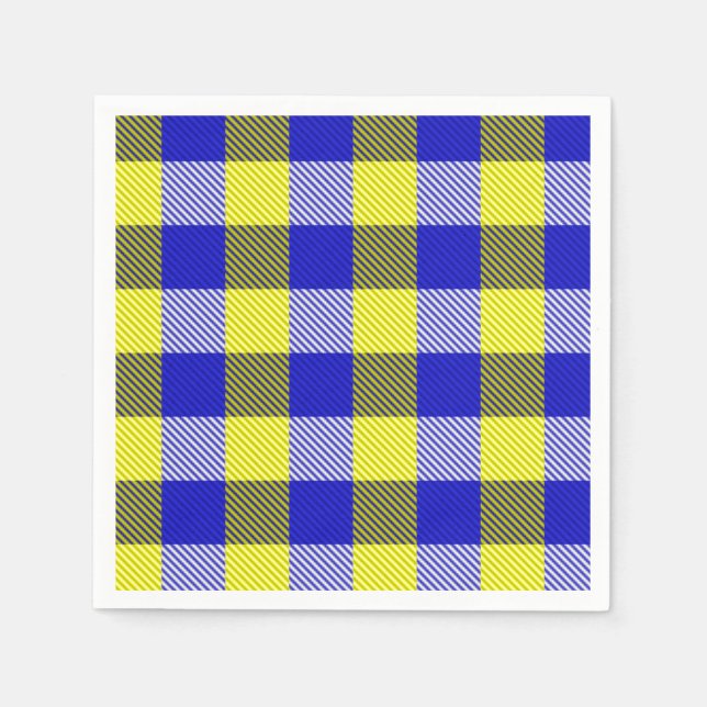 Blue Yellow Gingham Check Design  Napkins (Front)