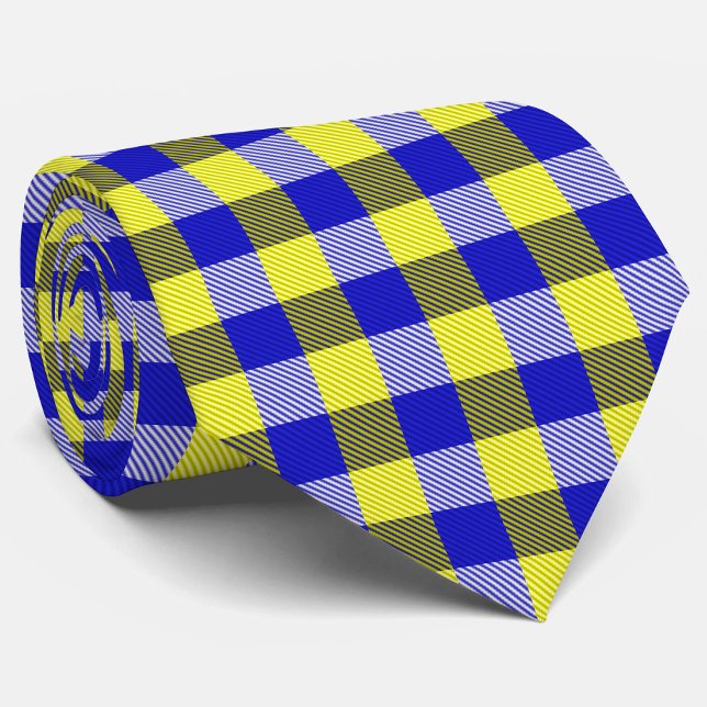Blue Yellow Gingham Check Design  Neck Tie (Creator Uploaded)