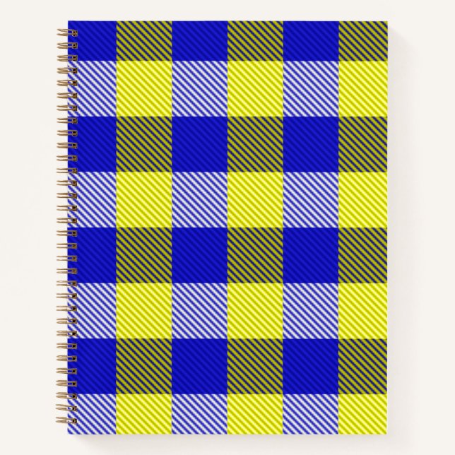 Blue Yellow Gingham Check Design  Notebook (Front)