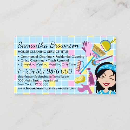 Blue Yellow Glass Clean Janitorial House Keeping Business Card