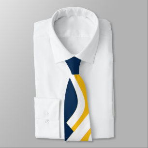 Blue Yellow-Gold and White Anvil Abstract Necktie