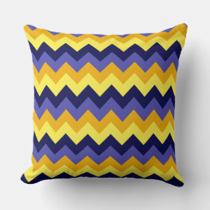 Blue Yellow Gold Chevrons Big Throw Pillow