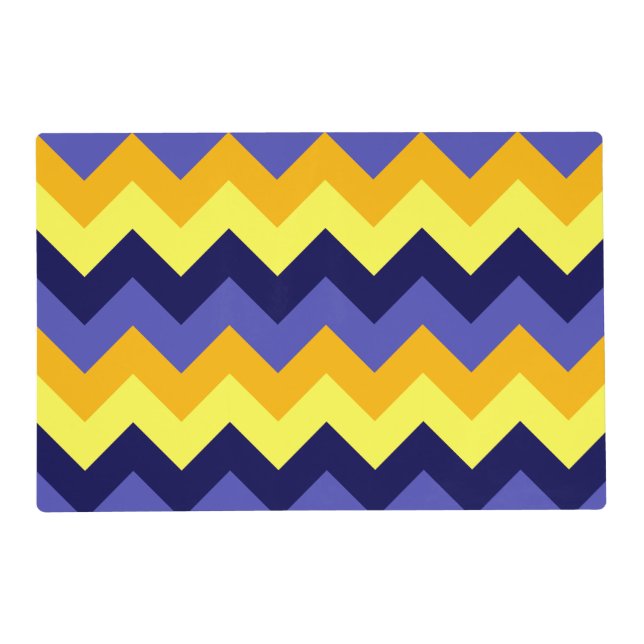 Blue Yellow Gold Chevrons Laminated Placemat (Front)