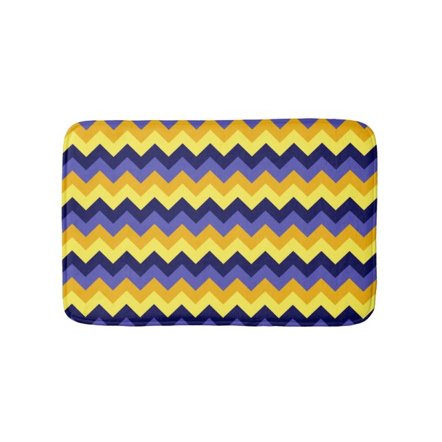 Blue Yellow Gold Chevrons Small Bath Mat (Front)