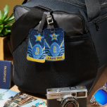 Blue & Yellow Gold Glitter Football Player Teams Luggage Tag<br><div class="desc">Modern and bold,  this faux glitter football luggage tag in blue and yellow features a central blue football,  a star-shaped number space,  and a glitter gold ribbon to add your name. Sleek and customizable—perfect for team spirit with sparkle.</div>