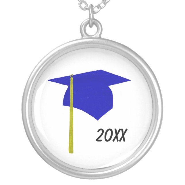Blue Yellow Gold Graduation Cap Tassel Necklaces (Front)