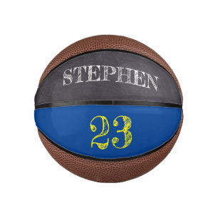 Blue Yellow Gold Personalized Number etching Mini Basketball