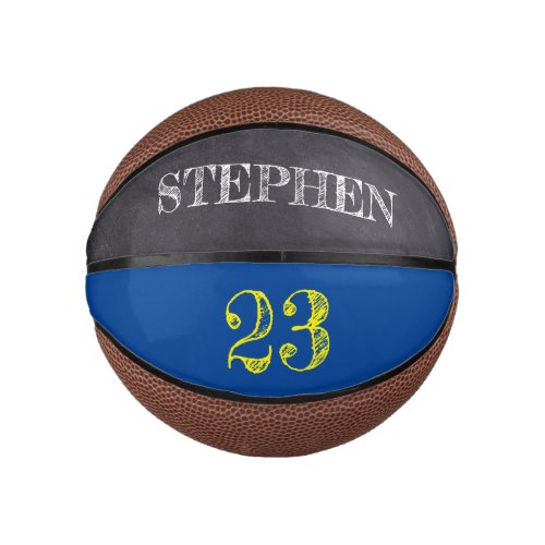 Blue Yellow Gold Personalized Number etching Mini Basketball