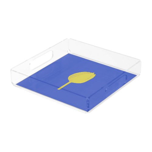 Blue Yellow Gold Tulip Floral Flower Colorful Cute Acrylic Tray