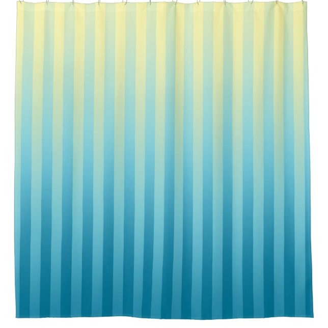 Blue Yellow Gradated Stripes 2 Shower Curtain (Front)