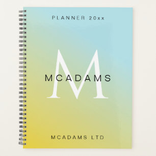Blue Yellow Gradient Personalized Business Planner