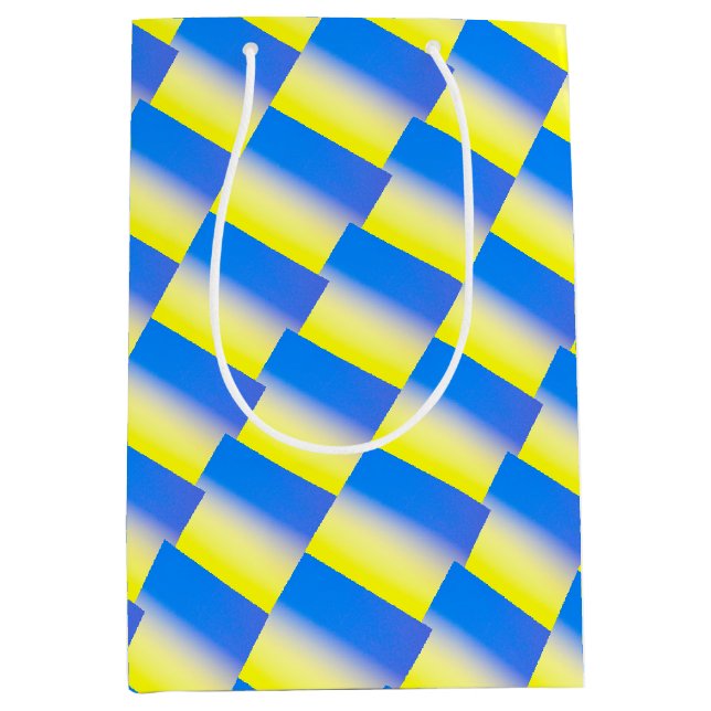 Blue Yellow Gradient Ukraine Inspired Peace No War Medium Gift Bag (Front)