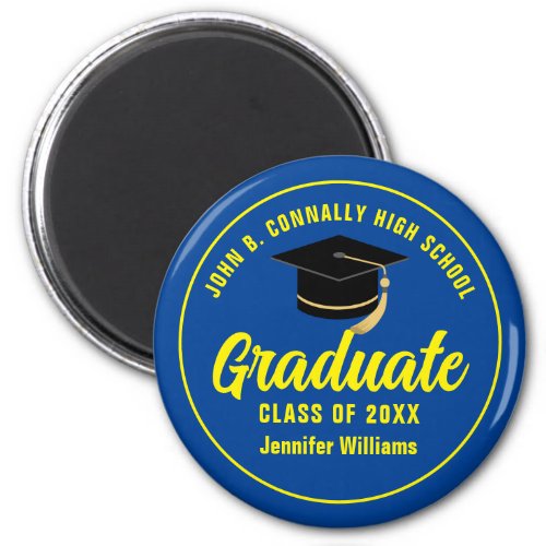Blue Yellow Graduate Custom 2024 Graduation Magnet