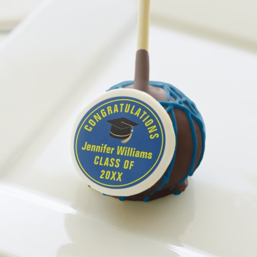 Blue Yellow Graduate Custom 2024 Graduation Party Cake Pops