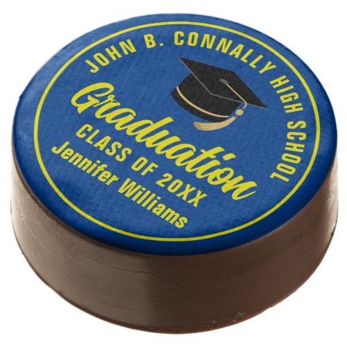 Blue Yellow Graduate Custom 2024 Graduation Party Chocolate Covered Oreo