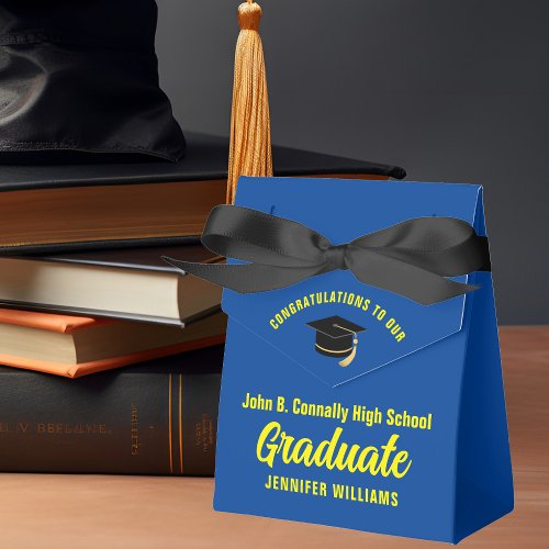 Blue Yellow Graduate Custom 2024 Graduation Party Favor Boxes