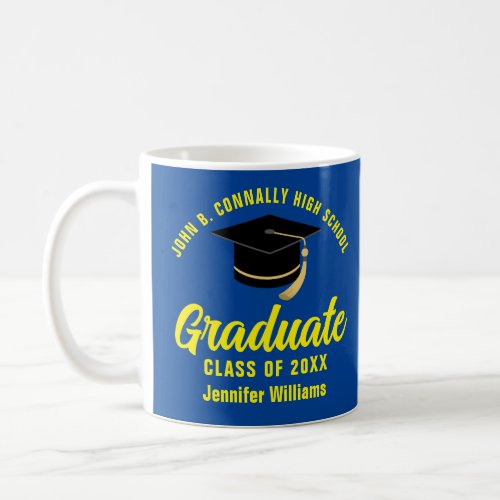 Blue Yellow Graduate Personalized 2024 Graduation Coffee Mug