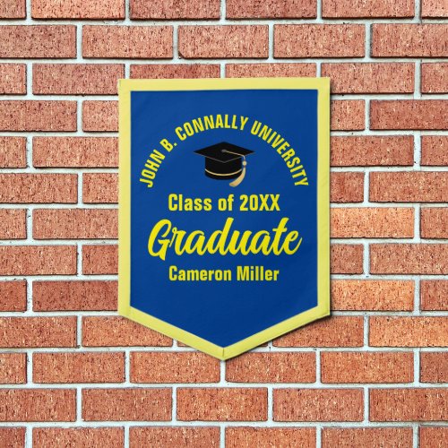 Blue Yellow Graduate Personalized 2024 Graduation Pennant