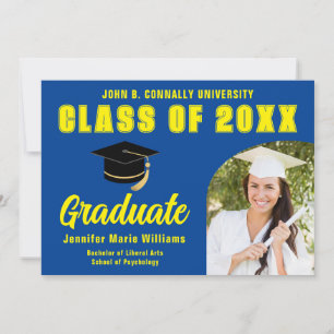 Blue Yellow Graduate Photo 2026 Graduation Party Invitation