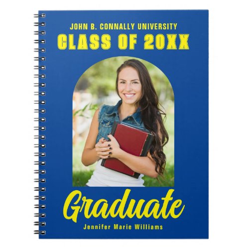 Blue Yellow Graduate Photo Modern 2024 Graduation Notebook